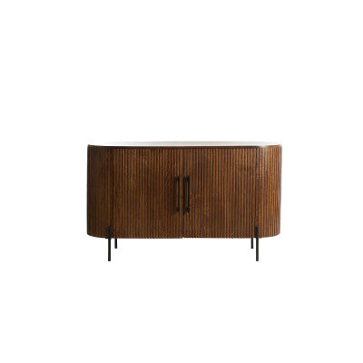 Dumosi Dark Brown Wood Slatted Sideboard