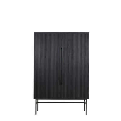 Abage Black Wood Storage Cabinet 180cm