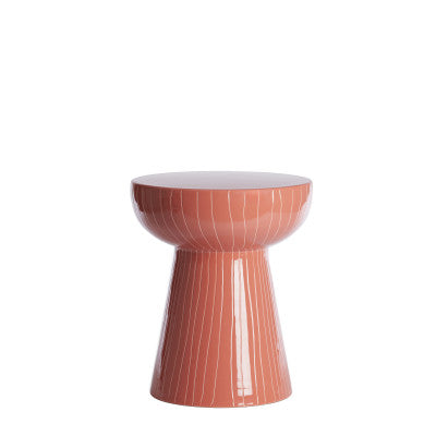 Nunoa Coral Ribbed Metal Round Side Table 41cm