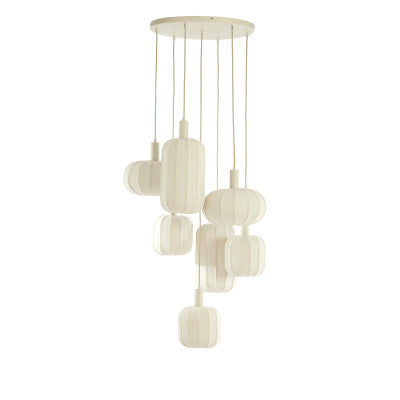 Tufia Cream Linen 7 Light Pendant Light