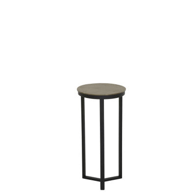 Retiro Matt Black & Raw Antique Bronze Metal Plinth Side Table 60.5cm