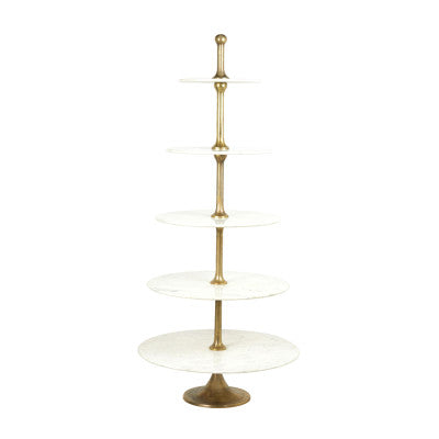 Vermentino White Marble & Antique Bronze 5 Tier Display Unit