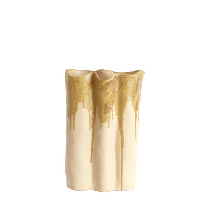 Flovilla Cream & Olive Green Ceramic Vase 40cm