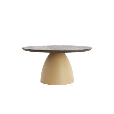 Ocana Oiled Brown Wood & Matt Beige Round Coffee Table
