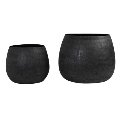 Genolu Set of 2 Matt Black Metal Decorative Planters