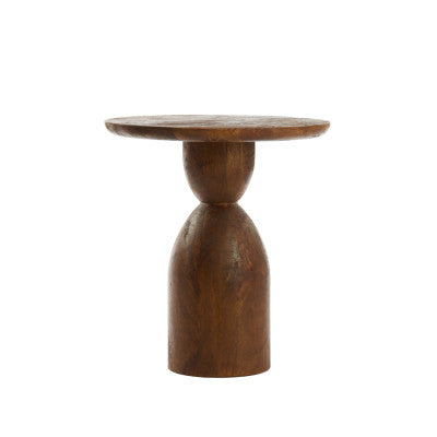 Torir Brown Mango Wood Round Side Table