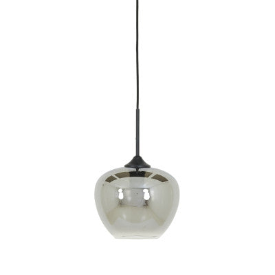 Mayson Smoked Glass & Matt Black Pendant Light 23cm