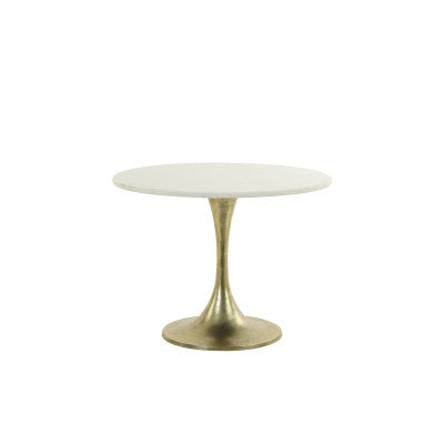 Rickerd White Marble & Antique Bronze Round Side Table 41cm