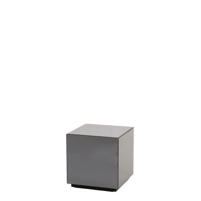 Daxton Smoked Glass Plinth Side Table 40cm