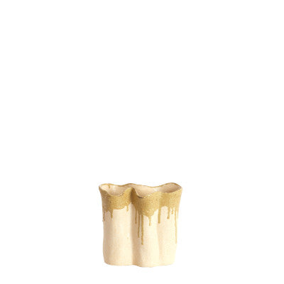 Flovilla Cream & Olive Green Ceramic Vase 18.5cm