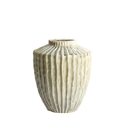 Talea Olive Green/Cream Ceramic Vase 40cm
