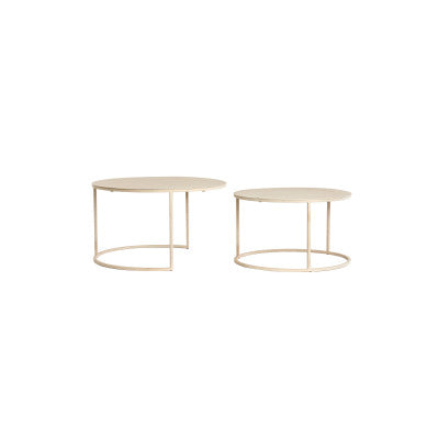 Sadar Set of 2 Sand & Light Brown Spotted Metal Round Coffee Tables Nest