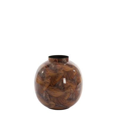 Milos Tonal Brown Metal Vase 27cm