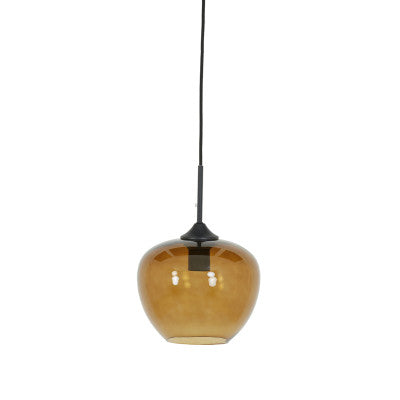 Mayson Brown Glass & Black Pendant Light 23cm