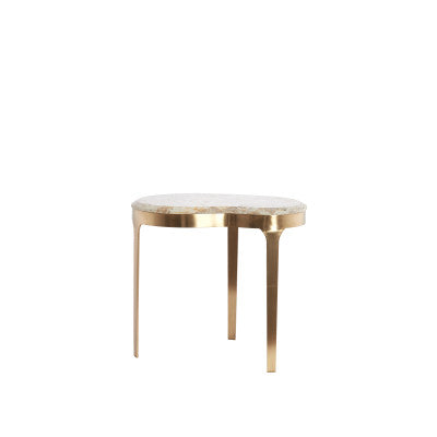 Giulio Taupe Marble & Antique Bronze Side Table