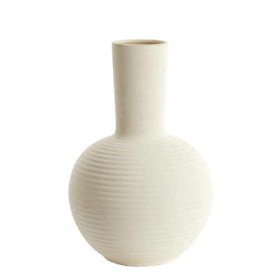Ulloa Matt Cream Ribbed Ceramic Vase 52cm