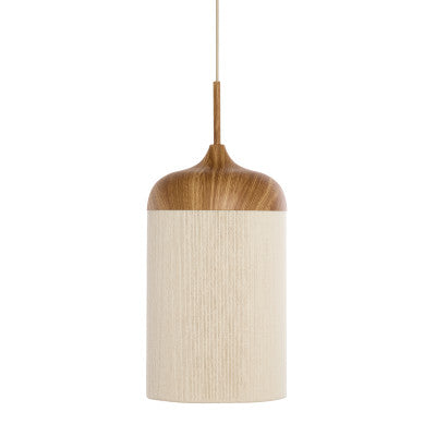 Dania Natural Wood Effect & Cream Rope Pendant Light 22cm