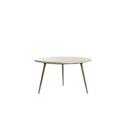 Zeca Taupe Marble & Brown Bronze Round Side Table 37cm