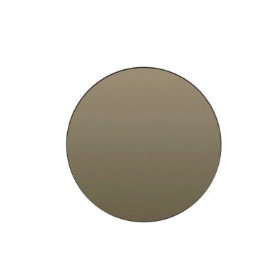 Espejo Smoked Glass & Black Round Wall Mirror 96cm