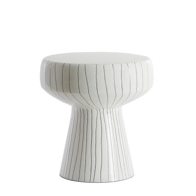 Dakwa Gloss White & Black Metal Round Side Table 42cm