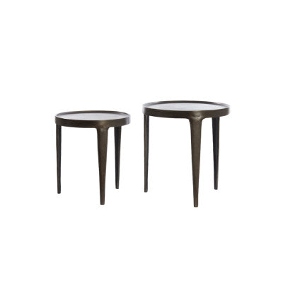 Tobias Set of 2 Dark Brown Metal Round Side Tables