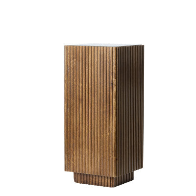 Gatura Dark Brown Wood & Glass Plinth 80cm