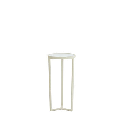 Retiro Clear Ribbed & Cream Glass Plinth Side Table 60.5cm