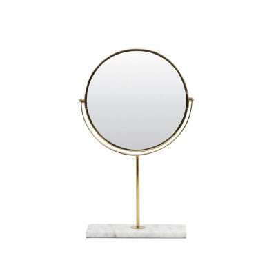 Riesco White/Gold Marble Round Table Mirror 40.5cm