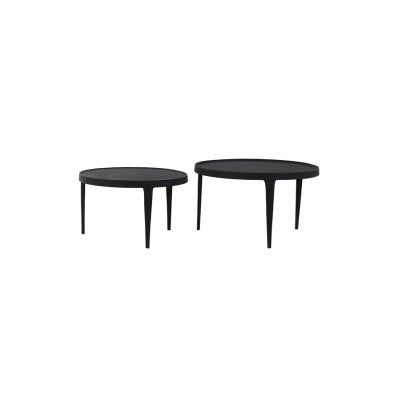 Tobias Set of 2 Black Metal Round Coffee Tables