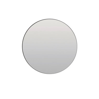 Espejo Clear Glass & Black Round Wall Mirror 96cm