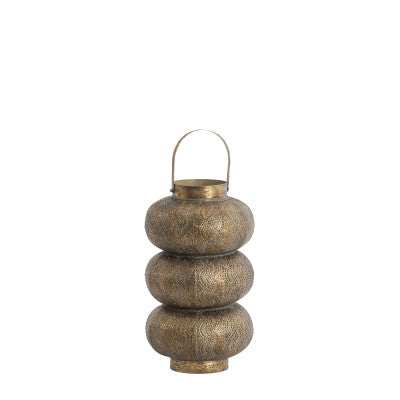 Kaito Brown Gold Metal Hurricane Candle Holder 34cm
