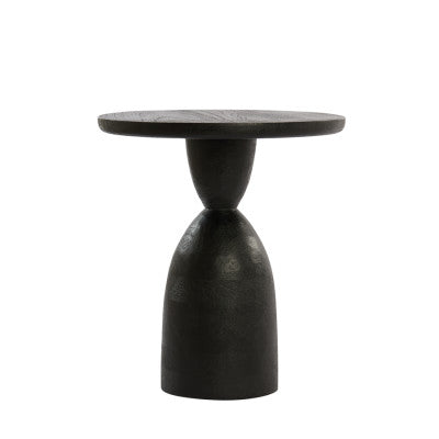 Torir Matt Black Mango Wood Round Side Table