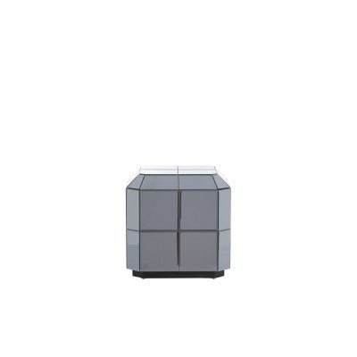 Luciano Smoked Glass Plinth Side Table 40cm