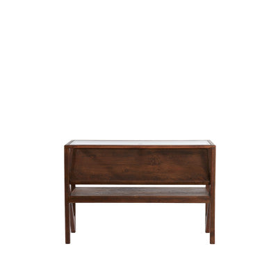 Yuki Dark Brown Acacia Wood & Glass Console Table