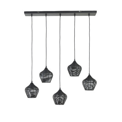 Alvaro Matt Black Metal 5 Light Pendant Light
