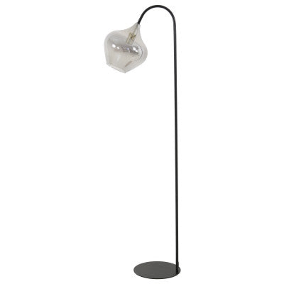 Rakel Matt Black & Smoked Glass Floor Lamp