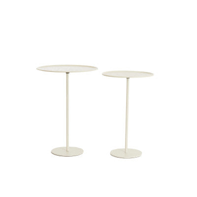 Lia Set of 2 Matt Cream Metal Round Side Tables