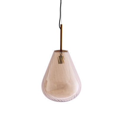 Leona Antique Bronze & Amber Glass Pendant Light 33cm