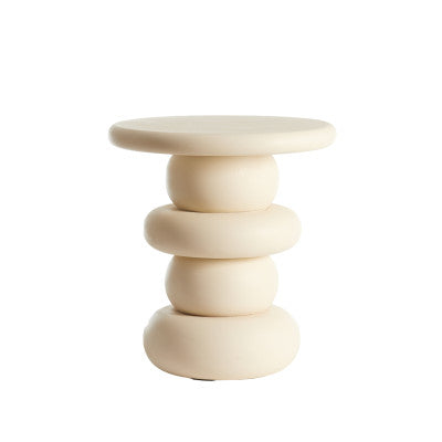 Azalas Cream Wood Round Side Table