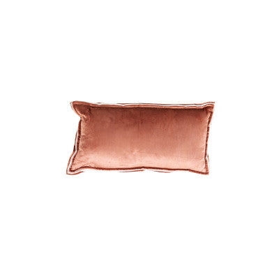 Baxley Dusty Pink Velvet & Natural Linen Rectangular Cushion 60x30cm