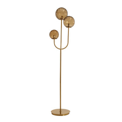 Magdala Brown Glass & Gold 3 Light Floor Lamp