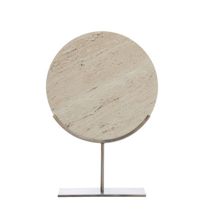 Moreno Sand Travertine & Brown Bronze Ornament on Stand 51.5cm