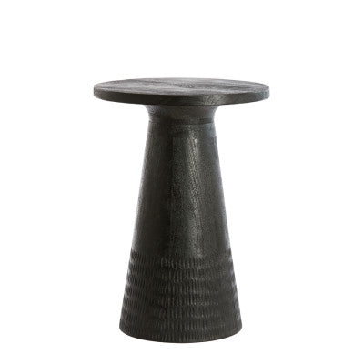 Paxos Matt Black Wood Round Side Table
