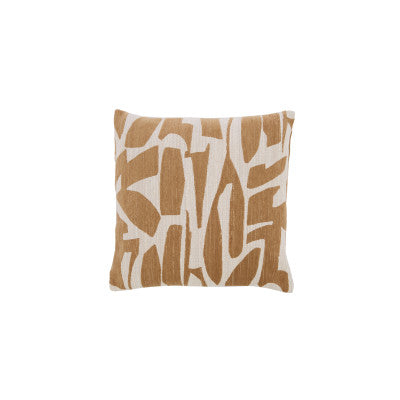 Peoria Ochre Yellow & Cream Abstract Feather Filled Square Cushion 45x45cm