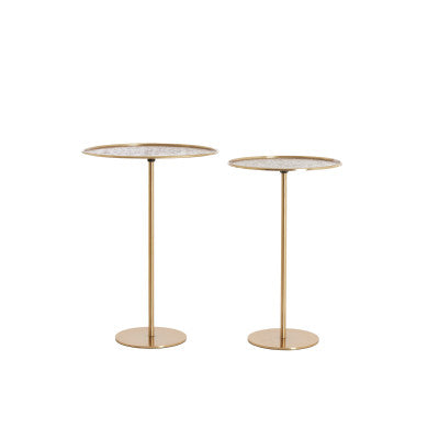 Lia Set of 2 Antique Bronze Metal Round Side Tables