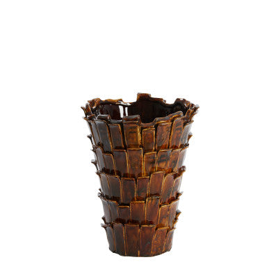 Banya Gloss Dark Brown Ceramic Vase 34cm