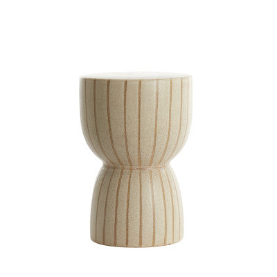 Finca Matt Sand & Brown Striped Ceramic Round Side Table