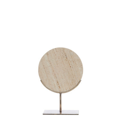 Moreno Sand Travertine & Brown Bronze Ornament on Stand 38.5cm