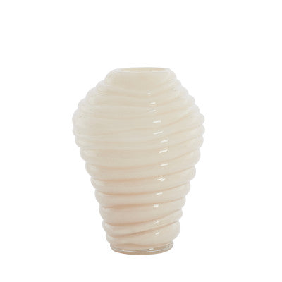 Fenlor Cream Ribbed Glass Vase