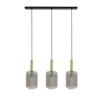 Lekar Antique Bronze & Smoked Glass 3 Light Pendant Light